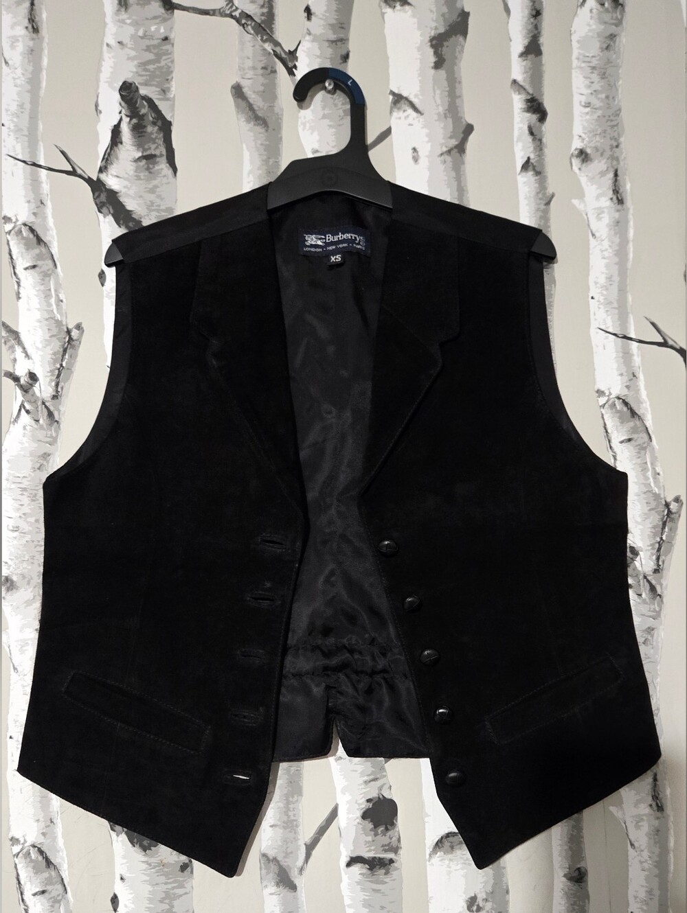 Burberrys (Vintage) Black Suede Button-Front Vest Size XS